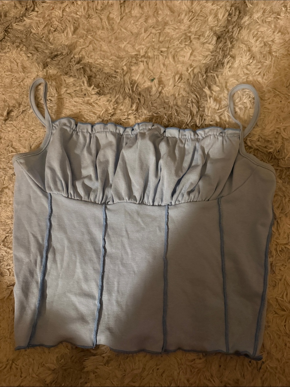 SHEIN Light Blue Ruched Bust Cami Crop Top